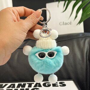 New Cute Little Coal Ball Monster Plush Toy Keychain Anti-Loss Keychain Backpack